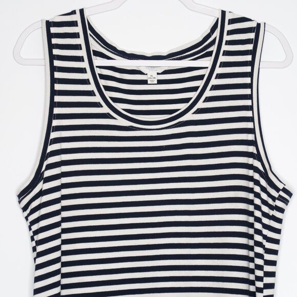 Time and Tru Dress Size XL Navy Blue Striped High Lo Maxi Vacation Resort‎ - Picture 4 of 7